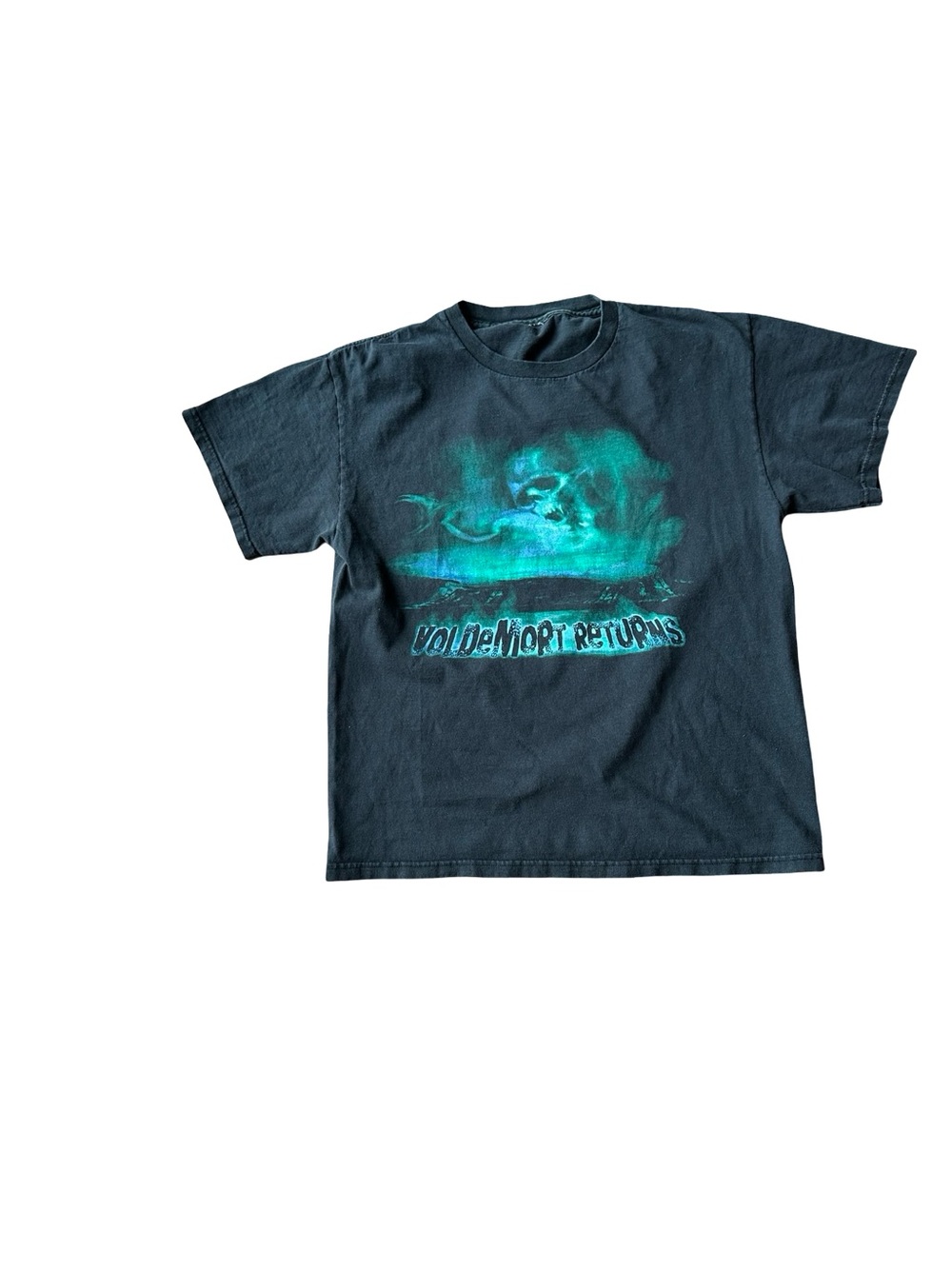 Black Graphic Short Sleeve Tee with Teal Print - Brand Unspecified